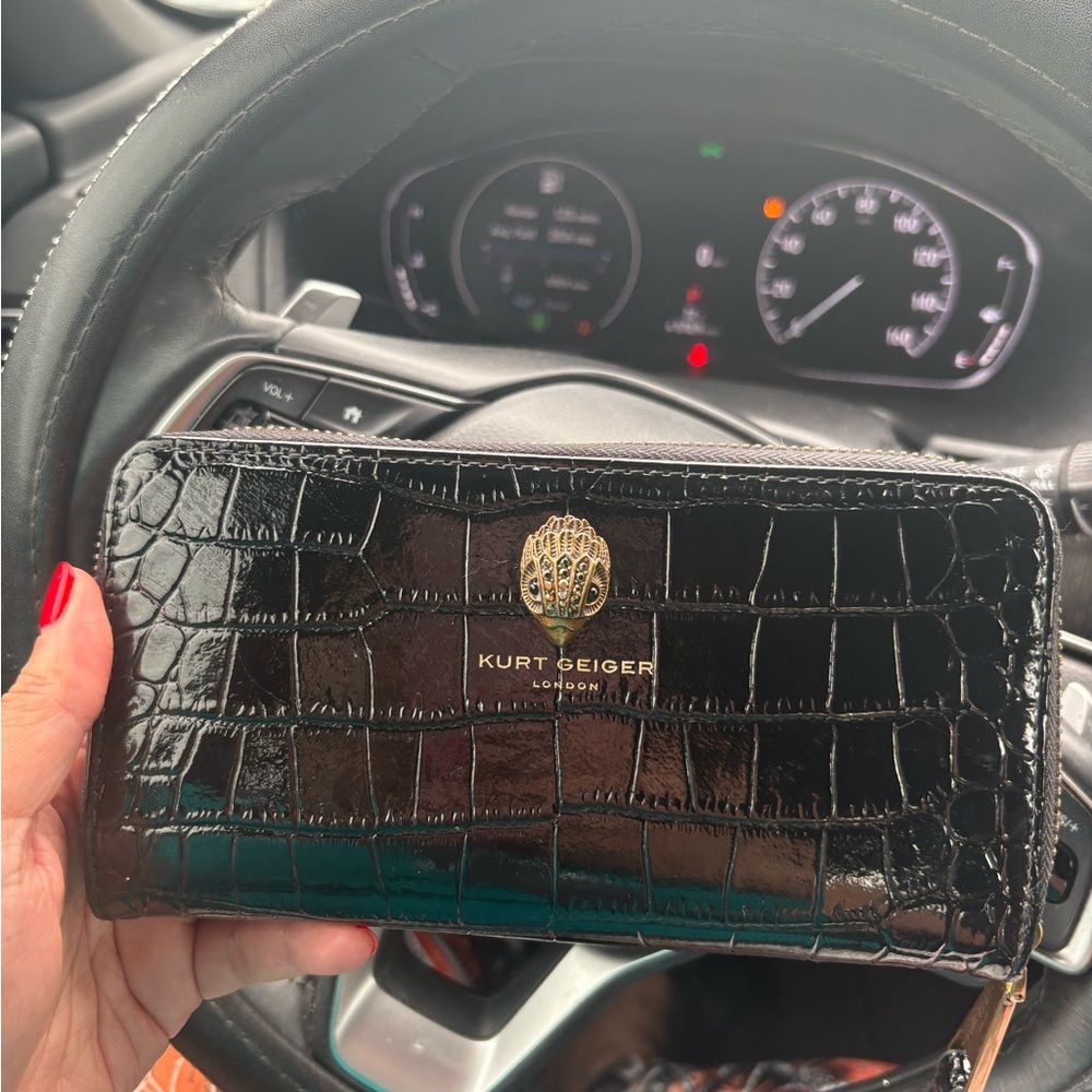 Kurt Geiger Black Croc-Embossed Wallet